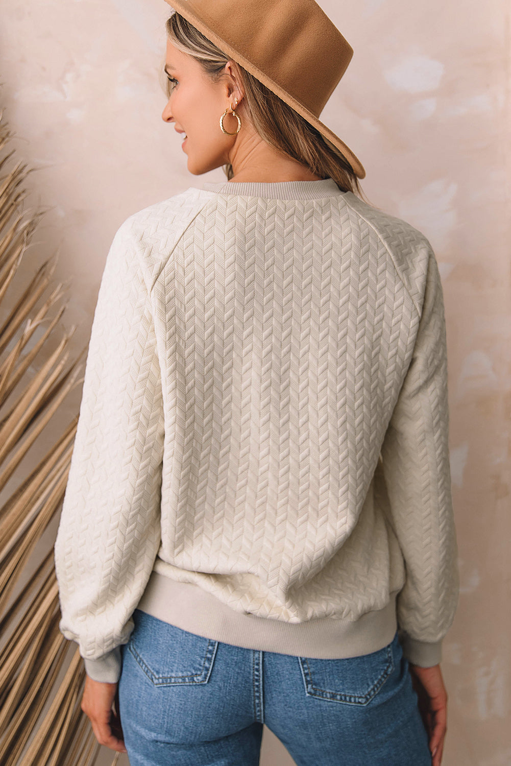 Beige Sweater Textured Sweatshirt (on hand)