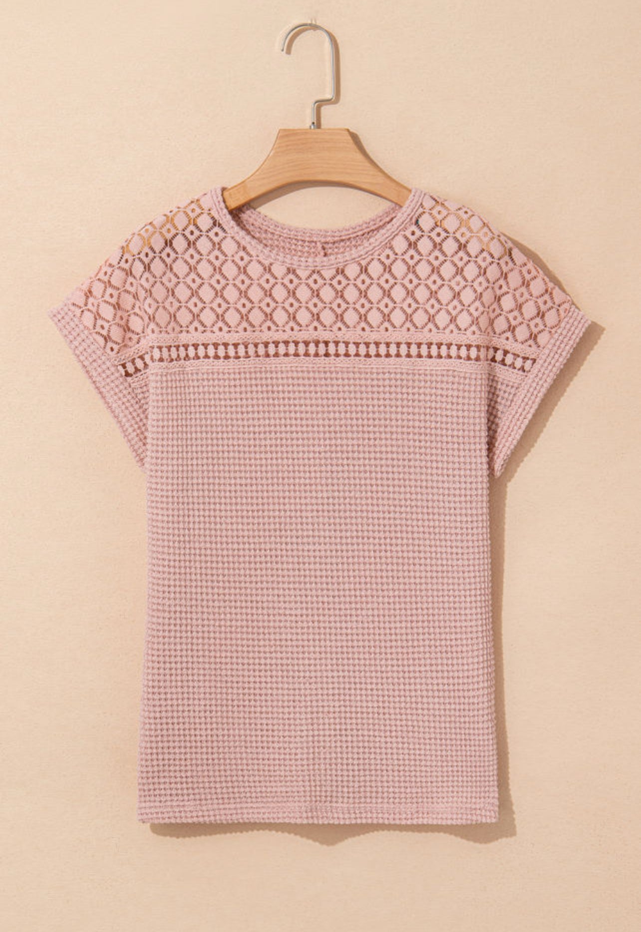 FINAL SALE—Pink Waffle and Lace T-shirt
