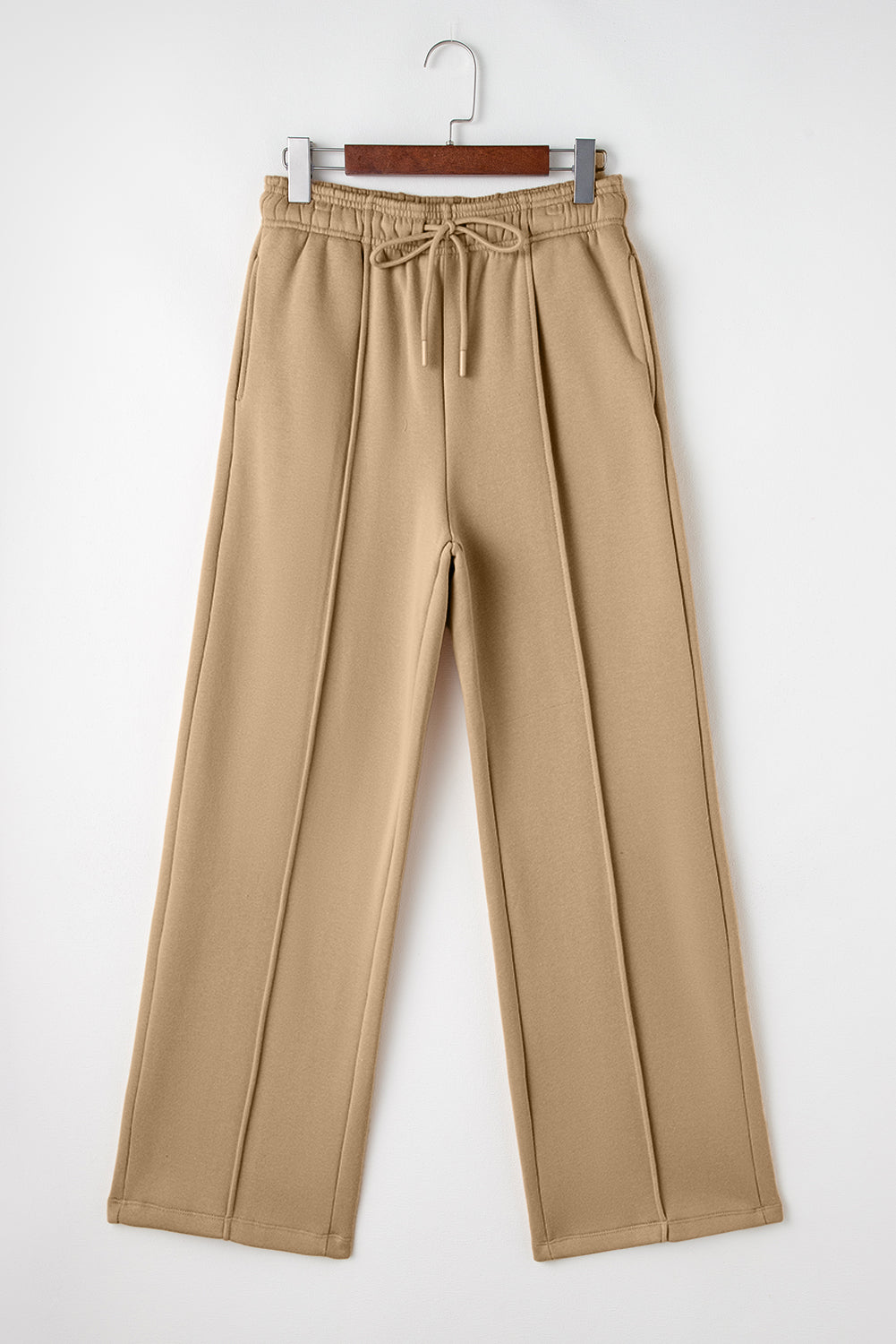 Khaki Exposed Seam Wide Leg Pants