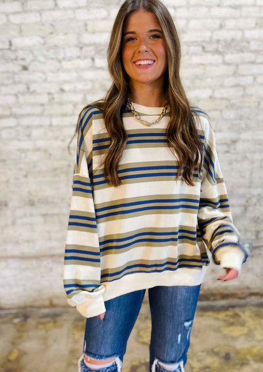 Khaki Stripe Sweatshirt