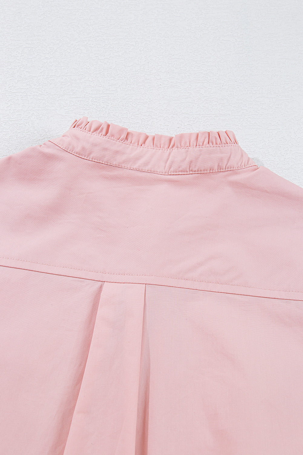 Pink Pleated Loose Fit Button-Up