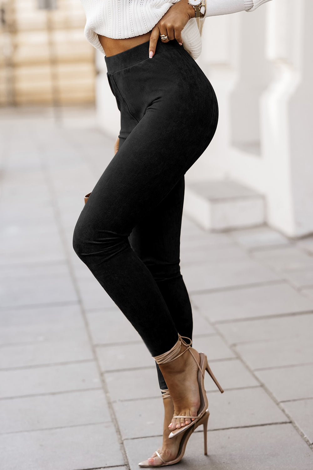 Black Faux Suede Leggings