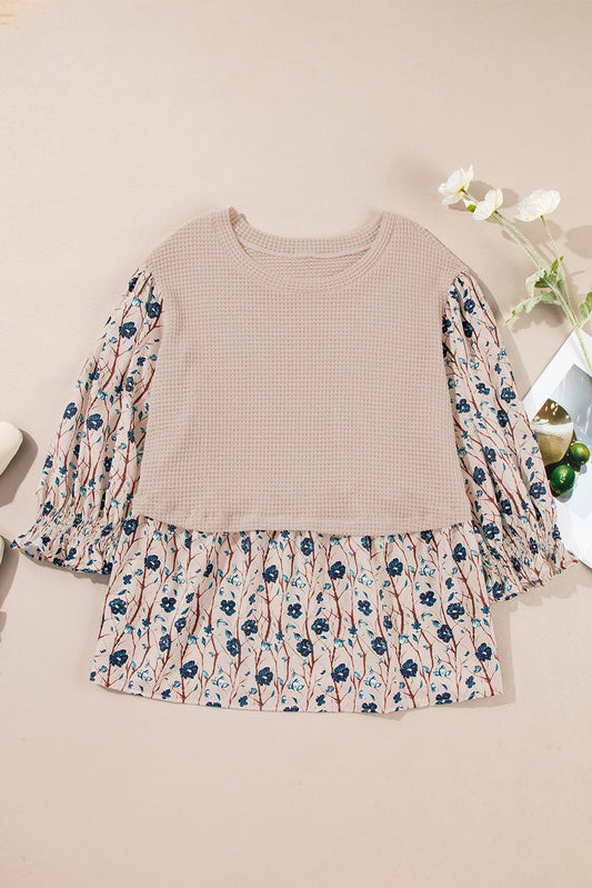 Beige & Floral Layers Plus Size Top