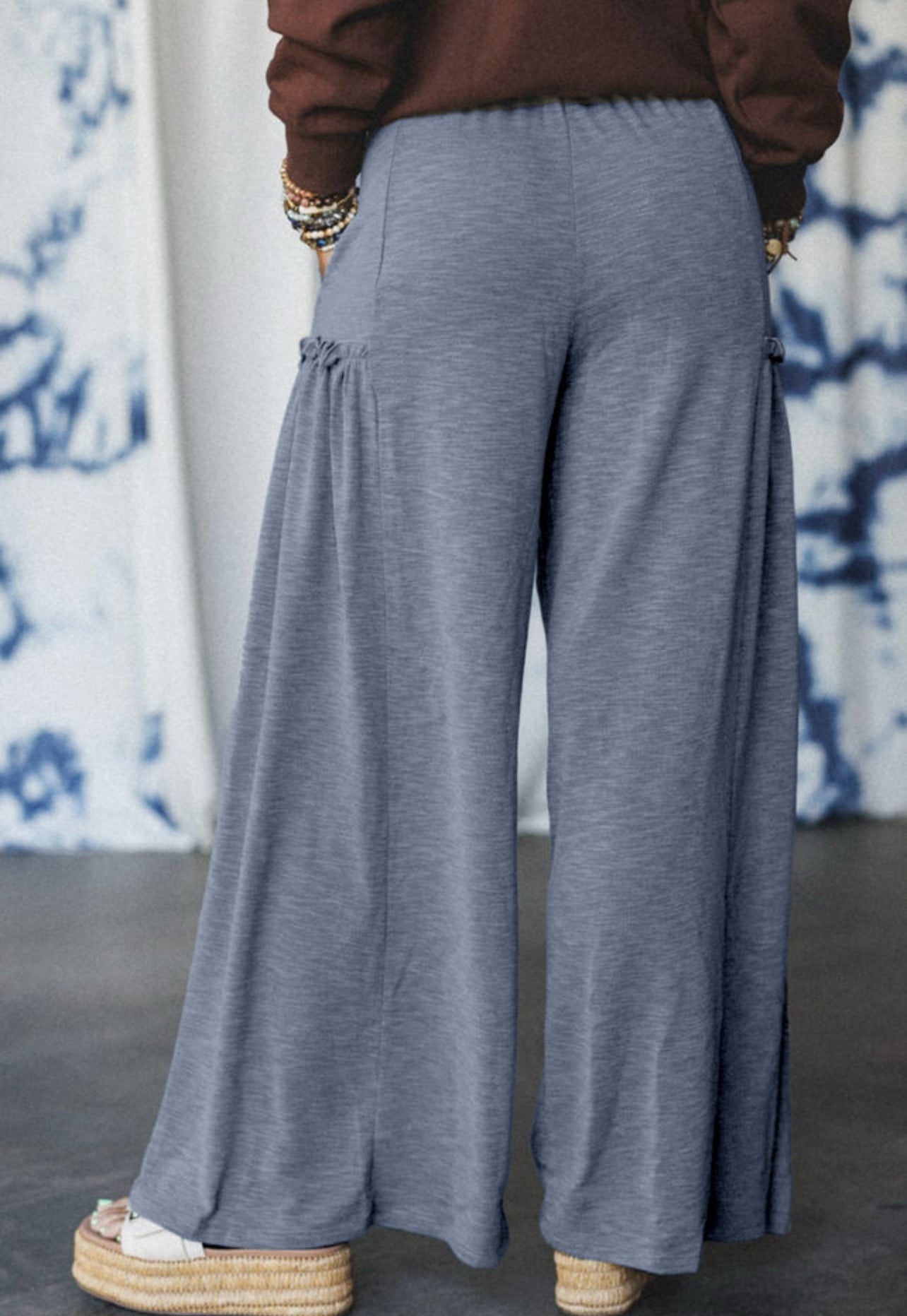 Frilled Wide Leg Drawstring Pants