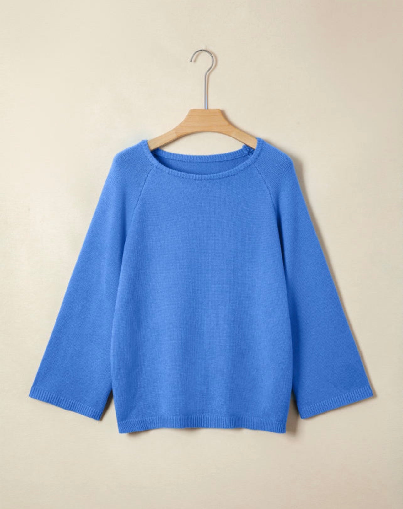 Blue Loose Bracelet Sleeve Sweater