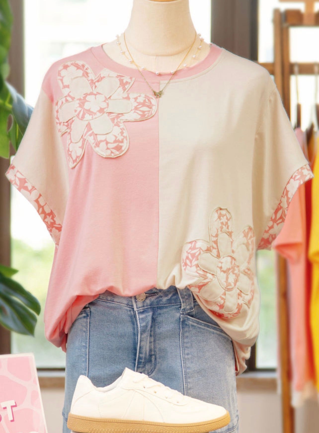 Apricot Patchwork Flower Top