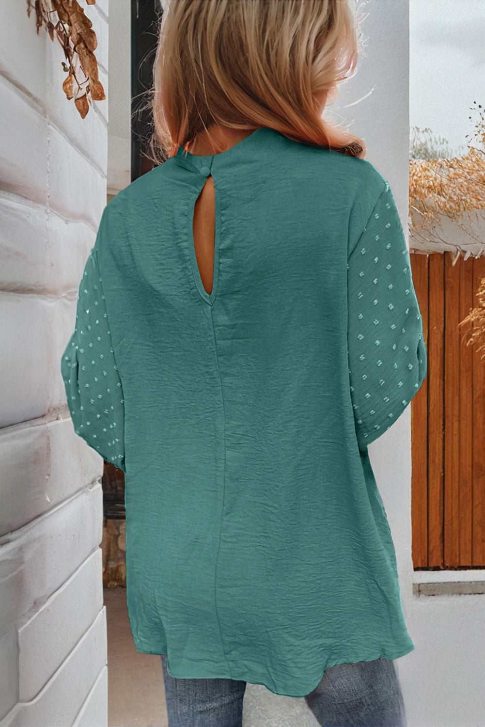 Green Swiss Dot Loose Blouse