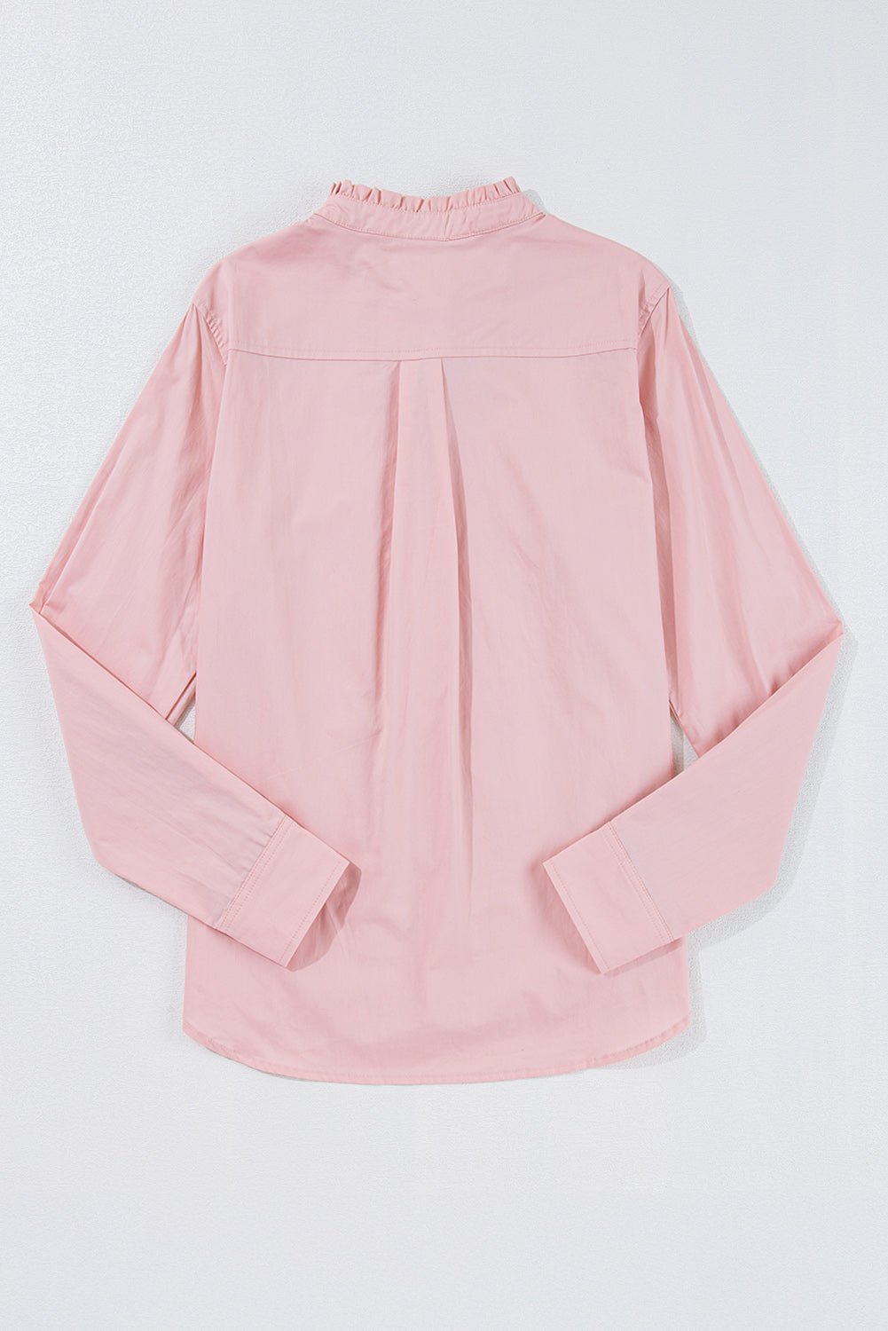 Pink Pleated Loose Fit Button-Up