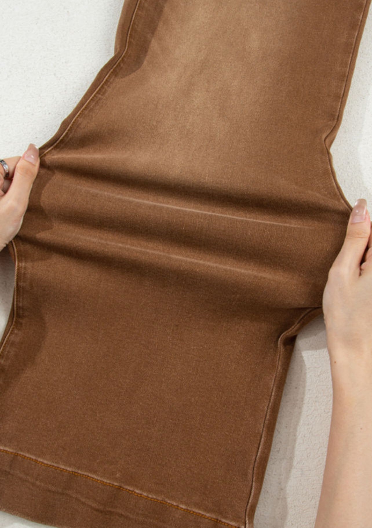Brown Wide Leg Stretch Jeans