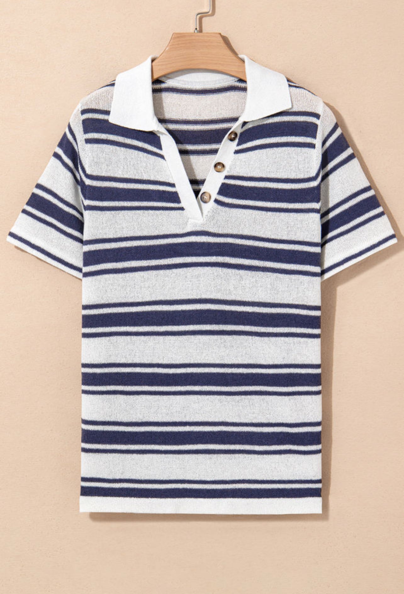 FINAL SALE—Dark Blue Stripe Collared Sweater