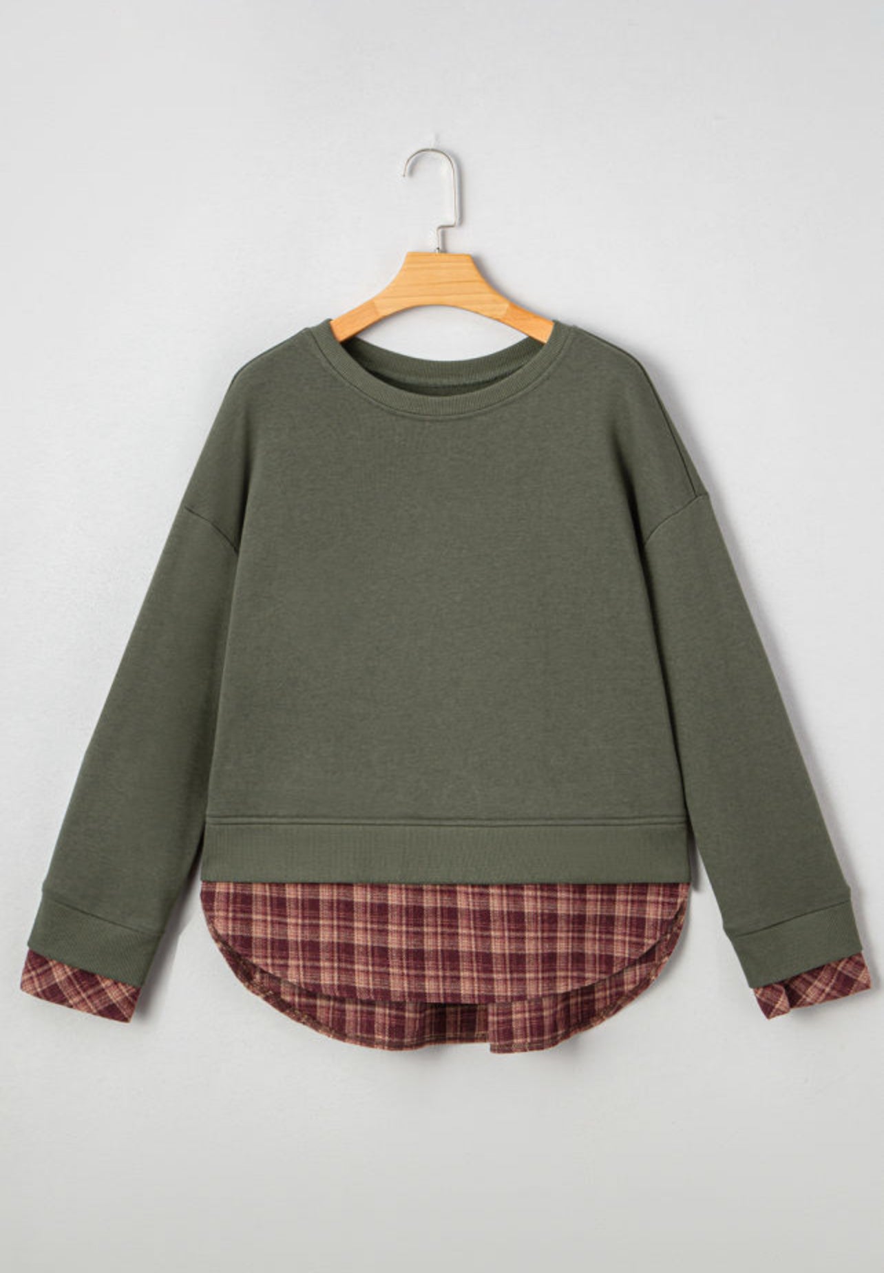 Green Layered Look Sweatshirt