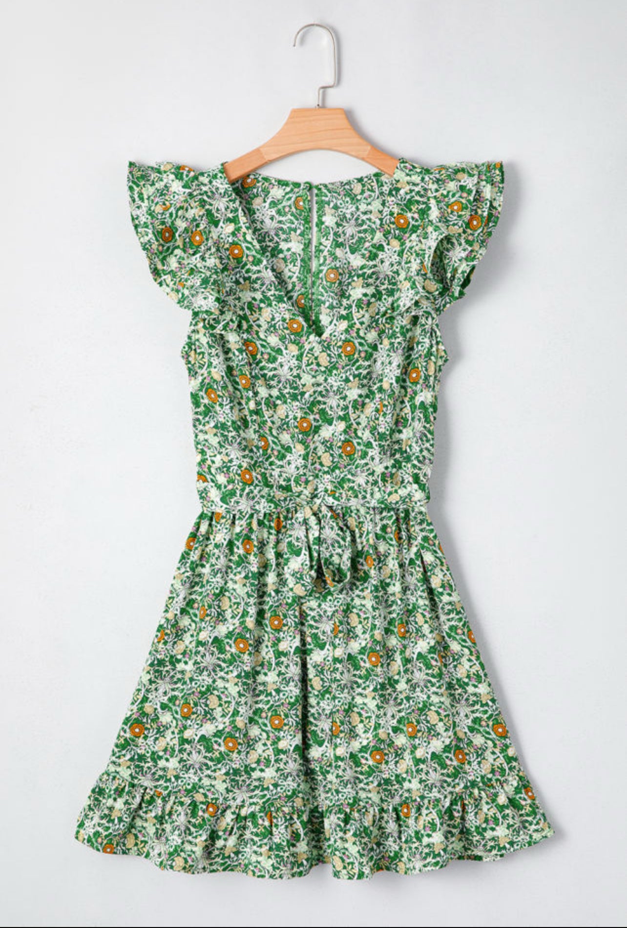 Green Floral Mini Dress