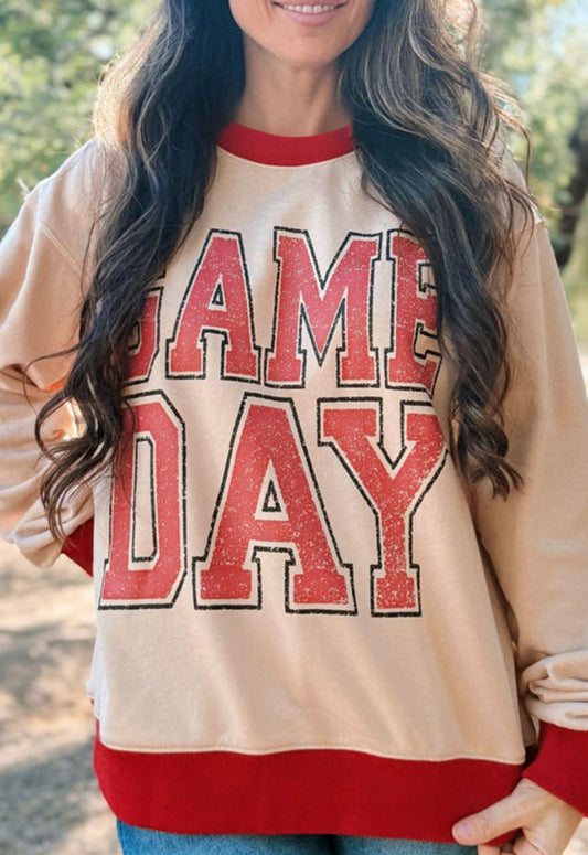 Red Printed Game Day Sweatshirt