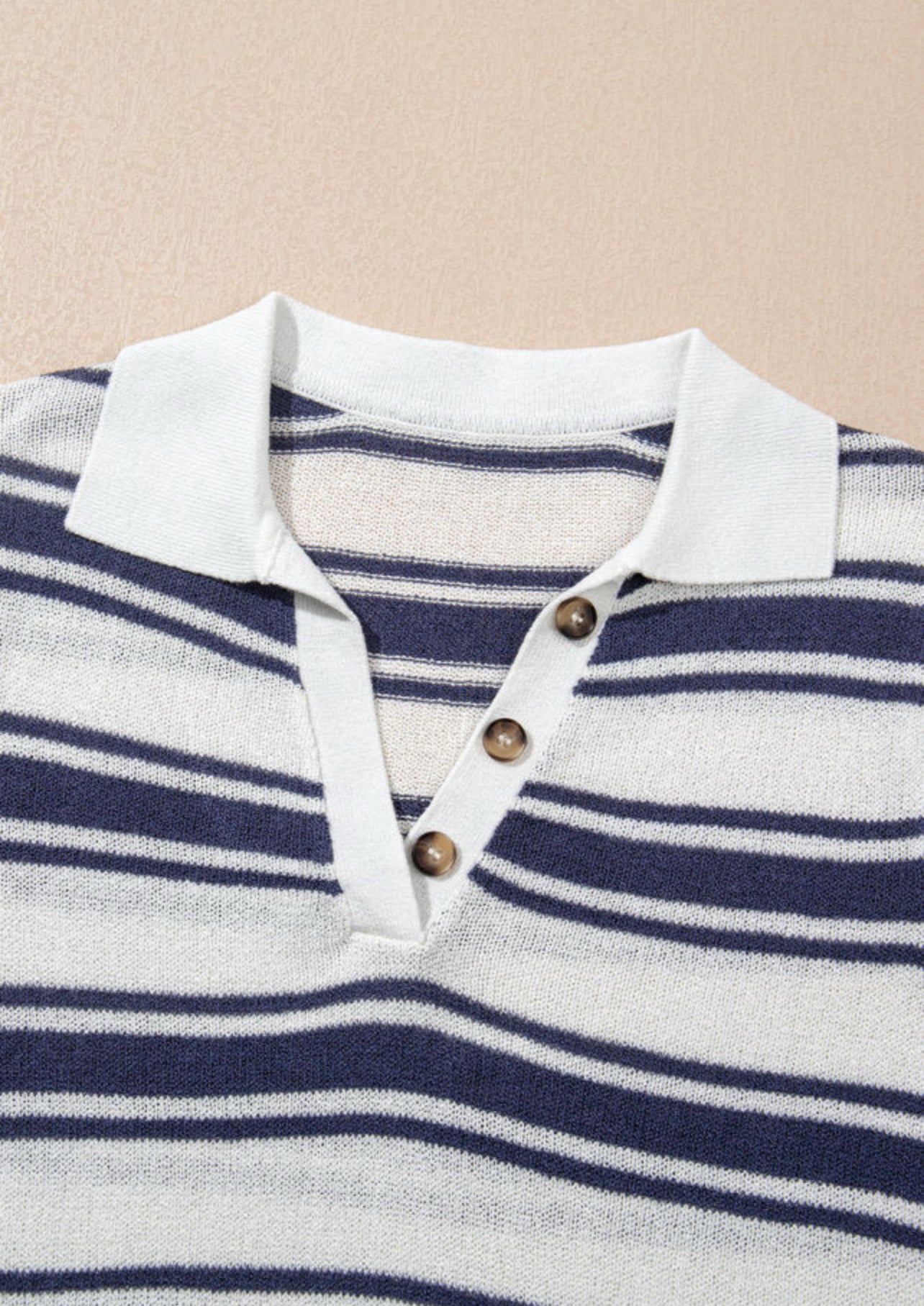 FINAL SALE—Dark Blue Stripe Collared Sweater