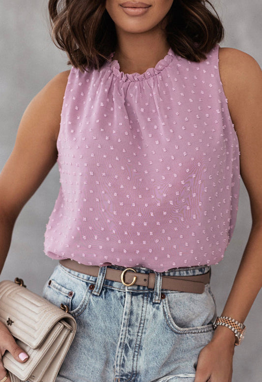 Mauve Swiss Dot Sleeveless Blouse