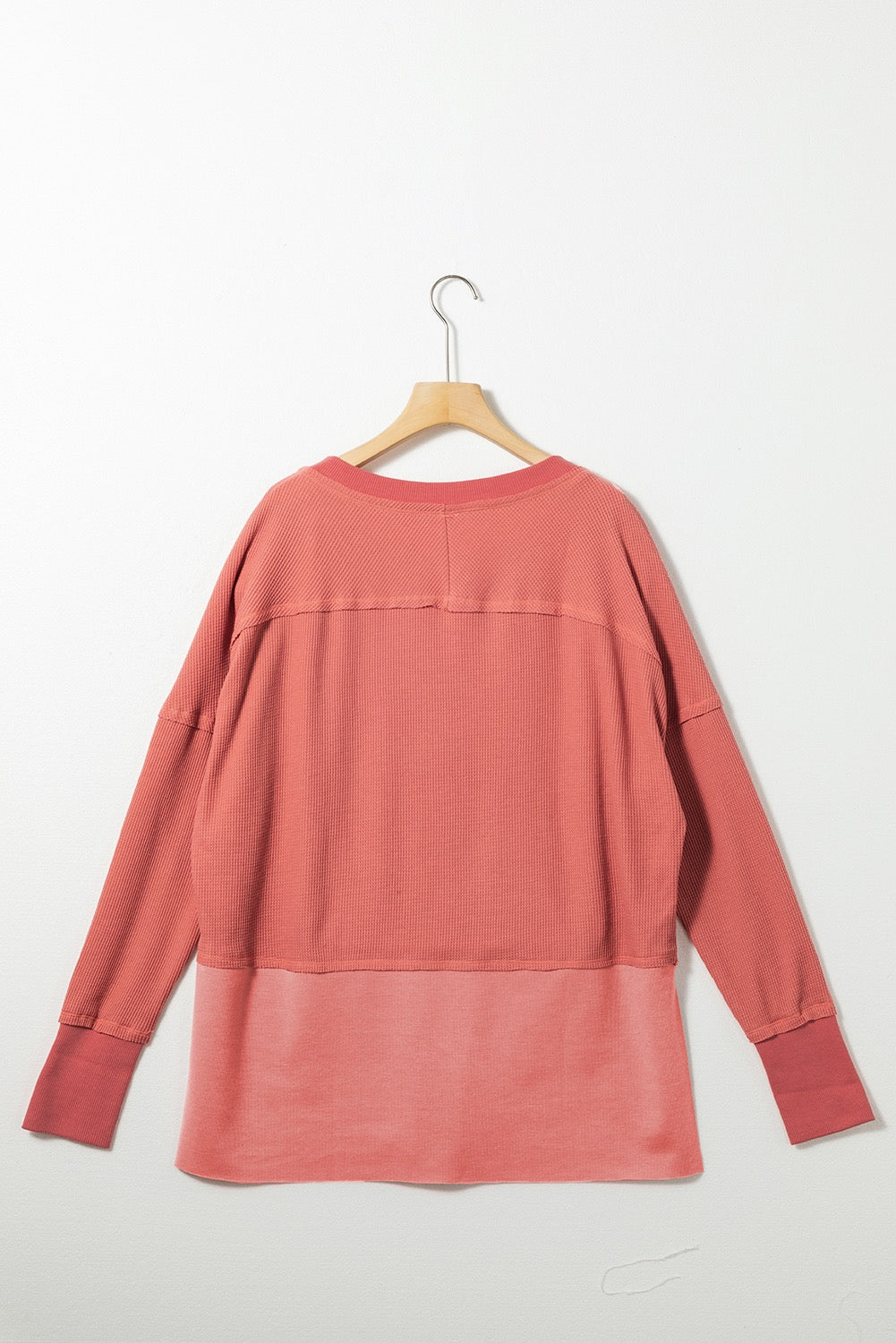 Mineral Red Waffle Knit Patchwork Top (on hand)