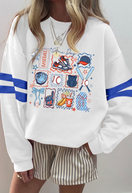 White Baseball Game Day Sweatshirt
