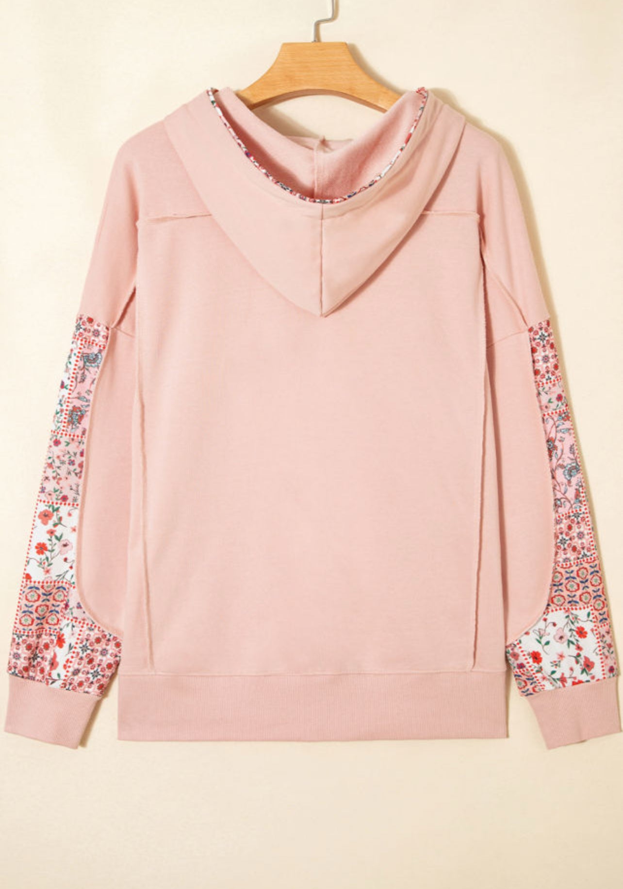Pink Floral Patchwork Hoodie-LOCAL