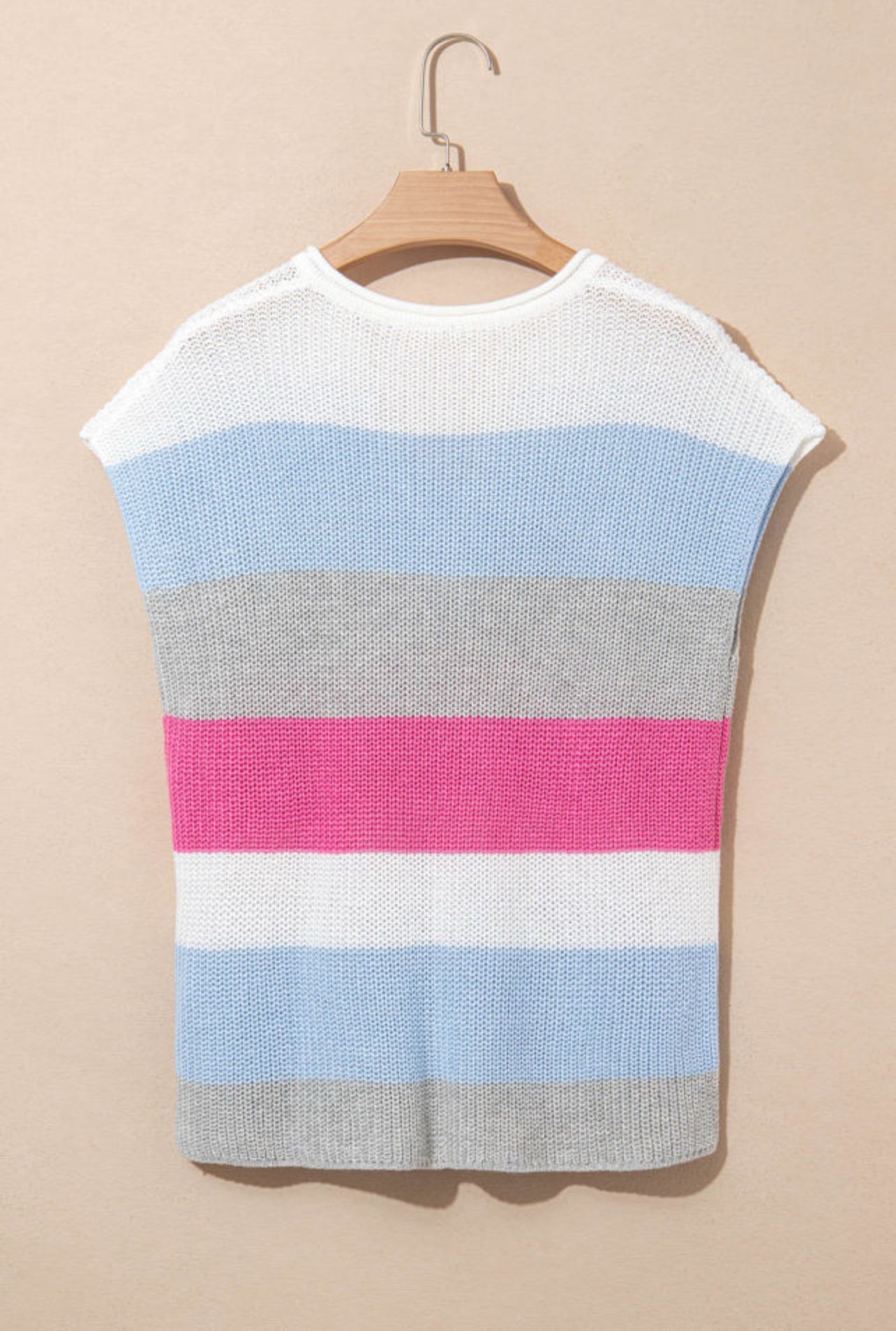 FINAL SALE—Blue Multi Stripe Short Sleeve Sweater