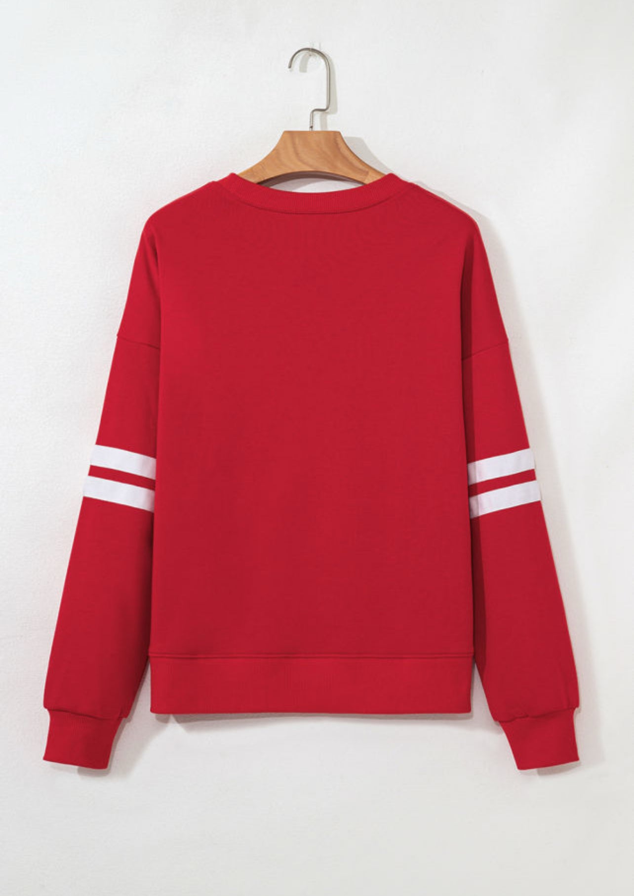 Red Varsity Stripe Sweatshirt