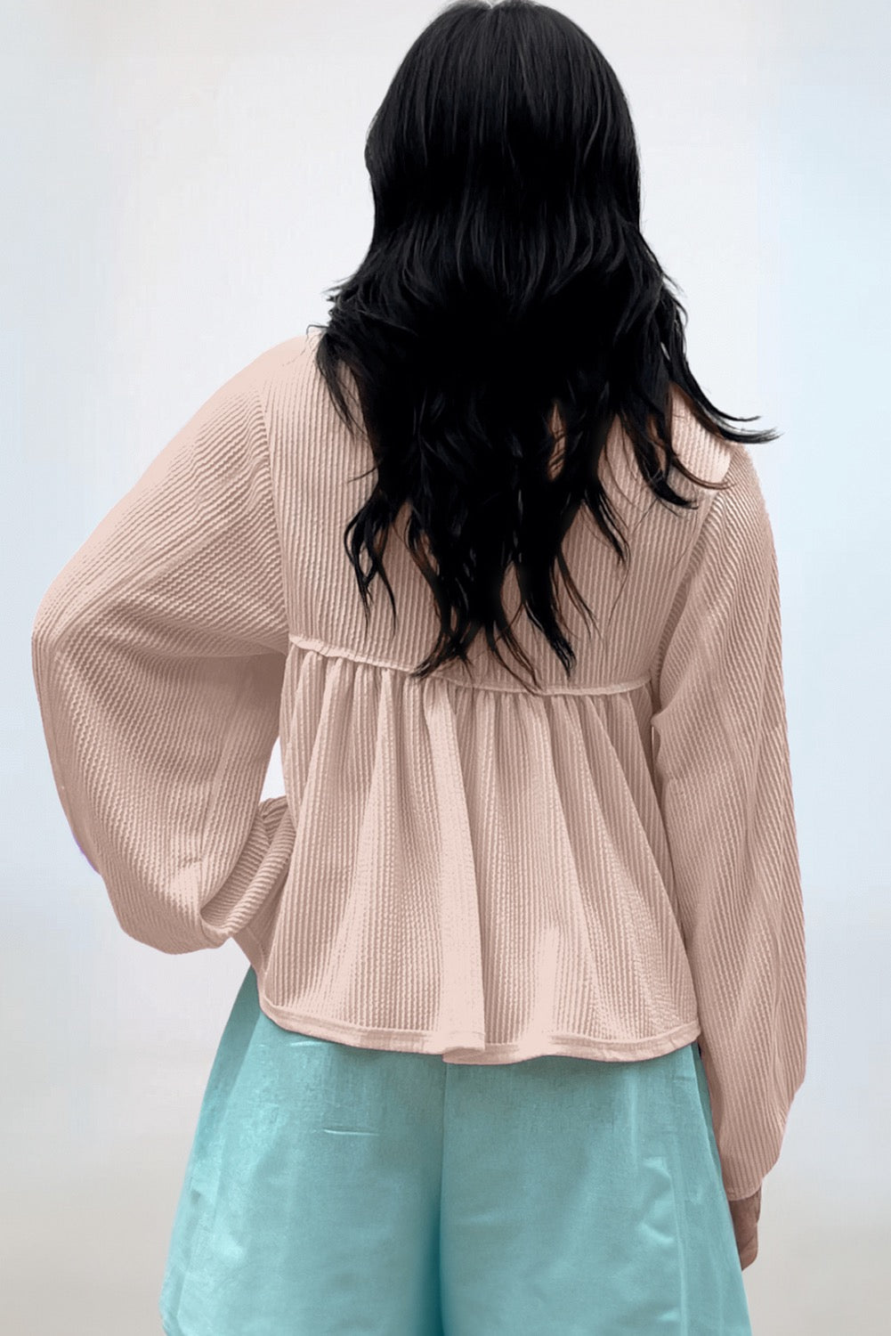 Beige Corded Babydoll Blouse (on hand)