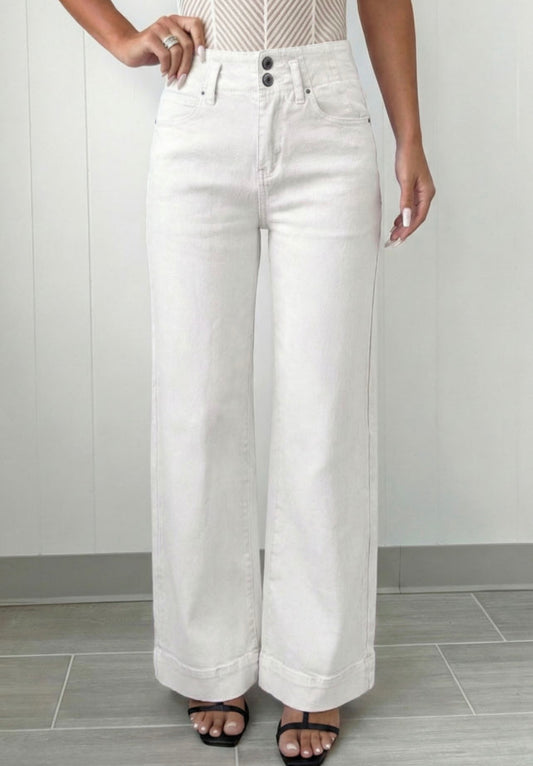 White High Waist Wide Leg Jeans