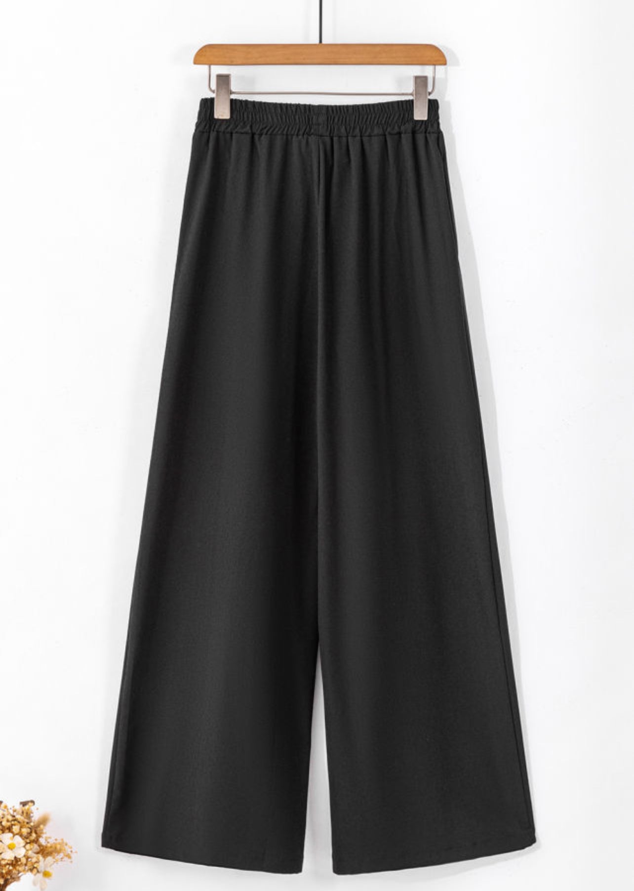 Black Tie Front Wide Leg Pants