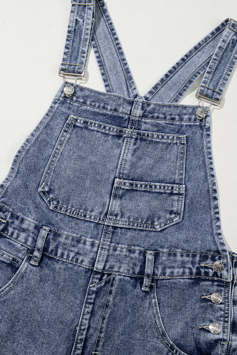 Blue Denim Straight Leg Overalls