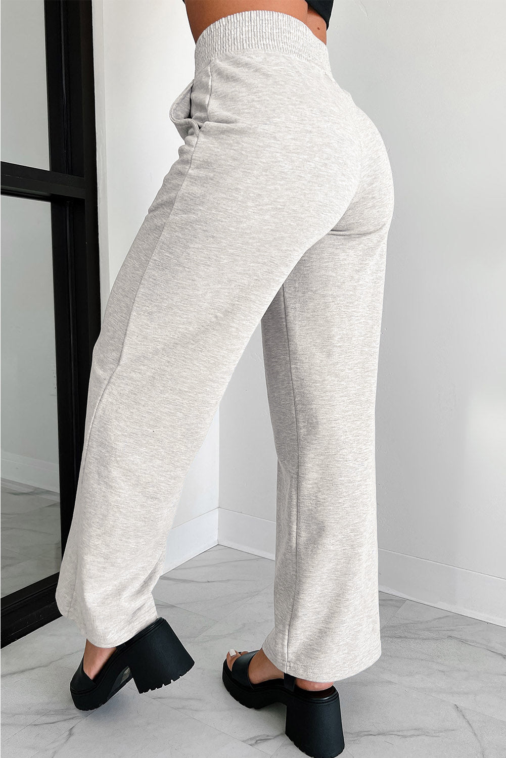 Gray Cross-Waist Lounge Pants