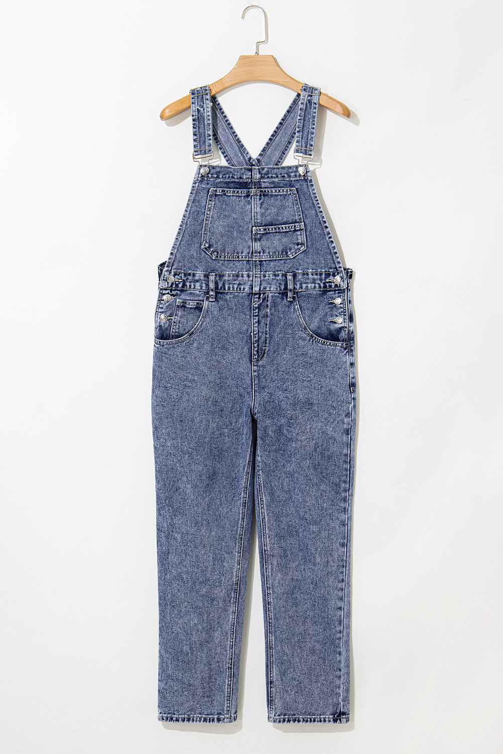 Blue Denim Straight Leg Overalls