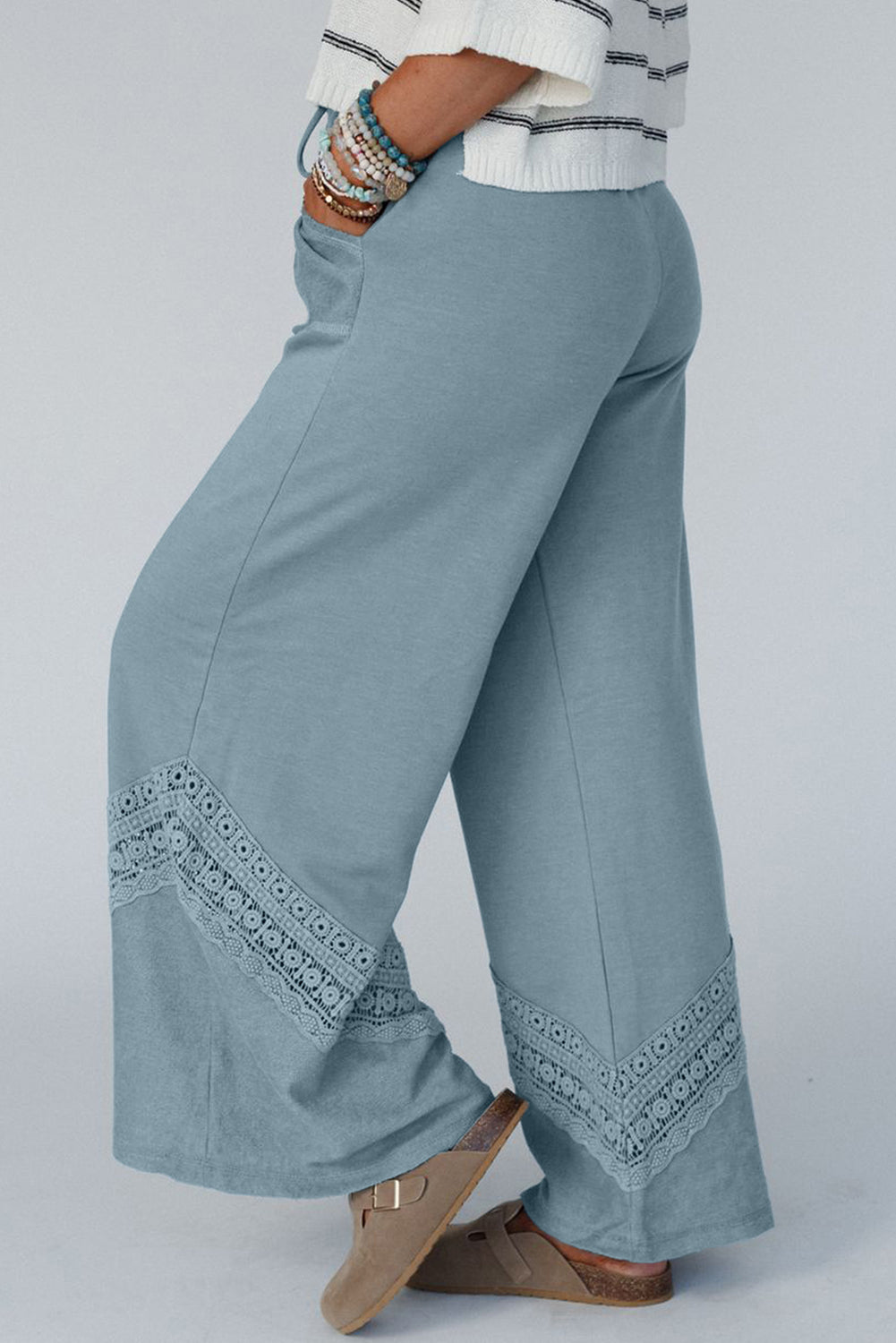 Blue Crochet Lace Wide Leg Pants (on hand)