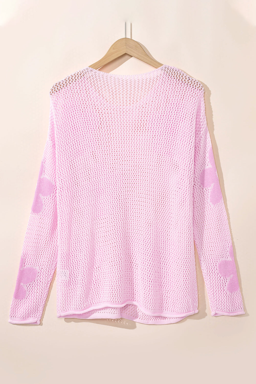 Pink Big Flower Hollowed Knit Drop Shoulder Sweater (on hand)