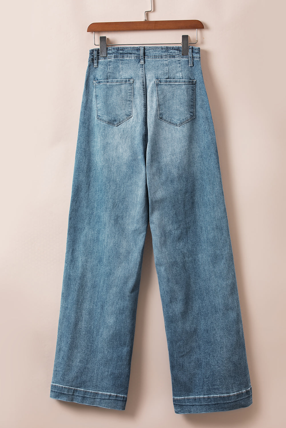 Blue Buttoned Loose Leg Jeans