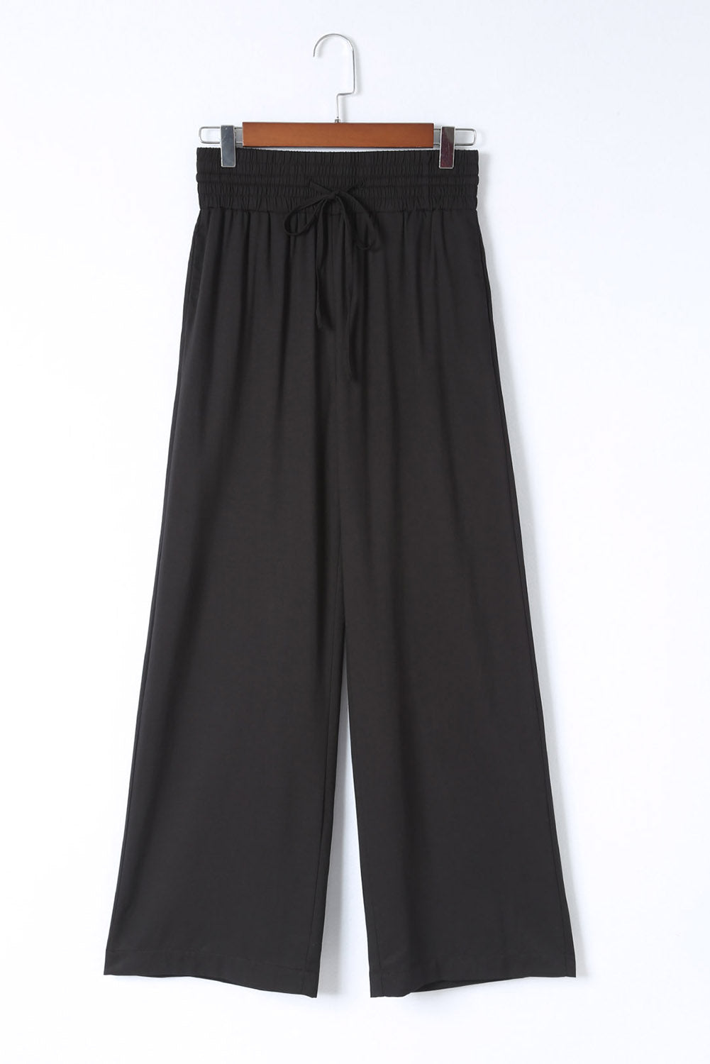 Black Drawstring Wide Leg Pants