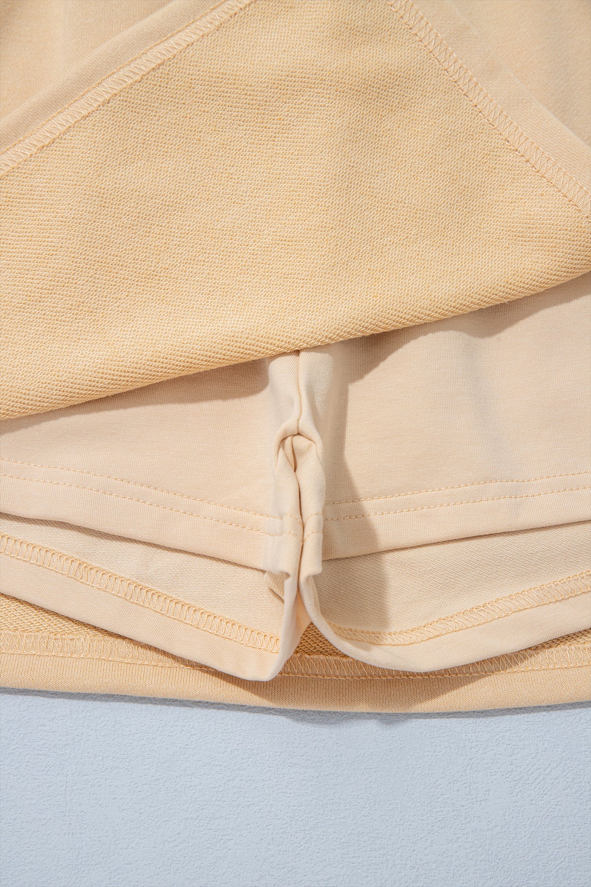 Solid Beige Long Sleeve Top Split Skort Set
