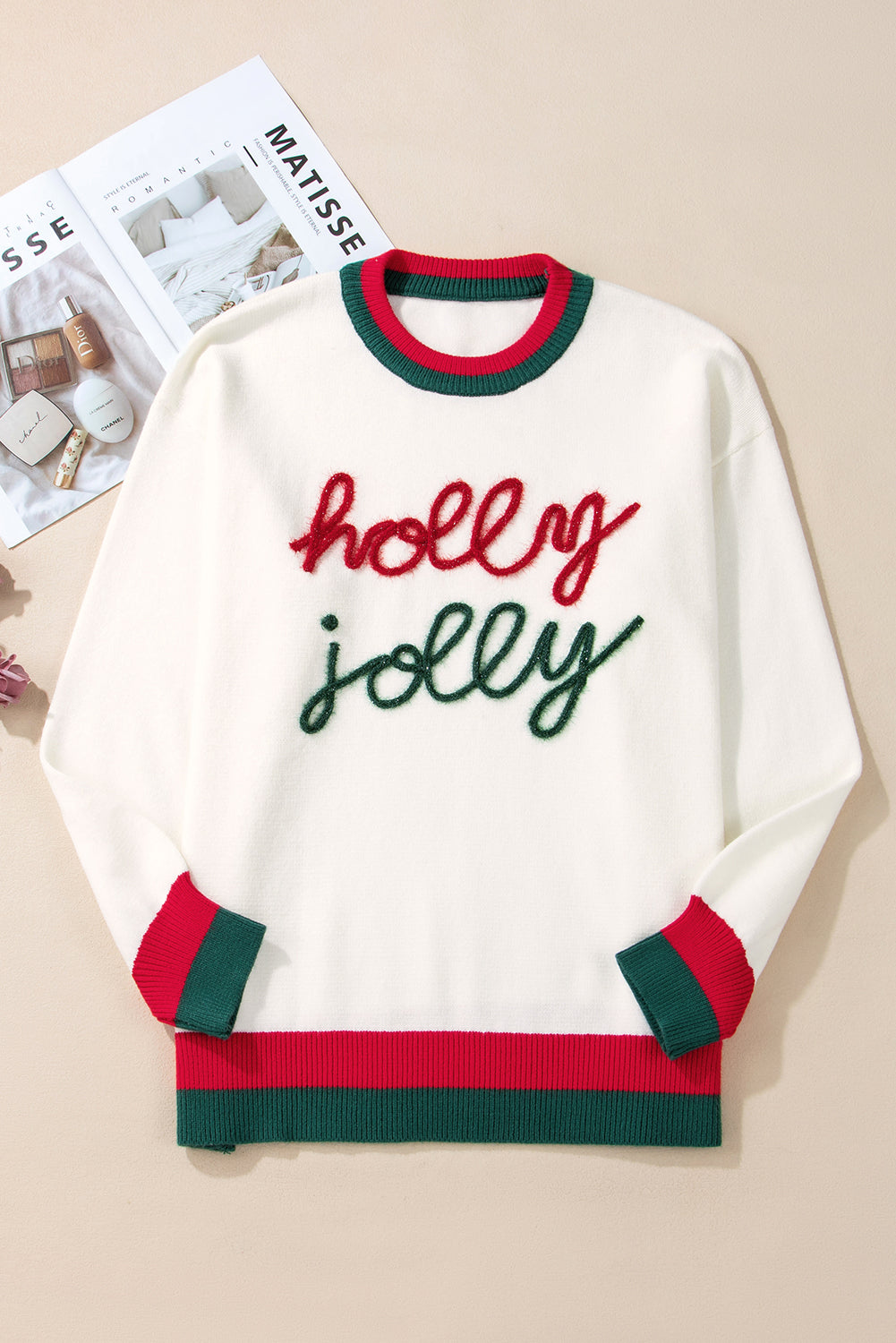 White Tinsel Holly Jolly Plus Size Sweater