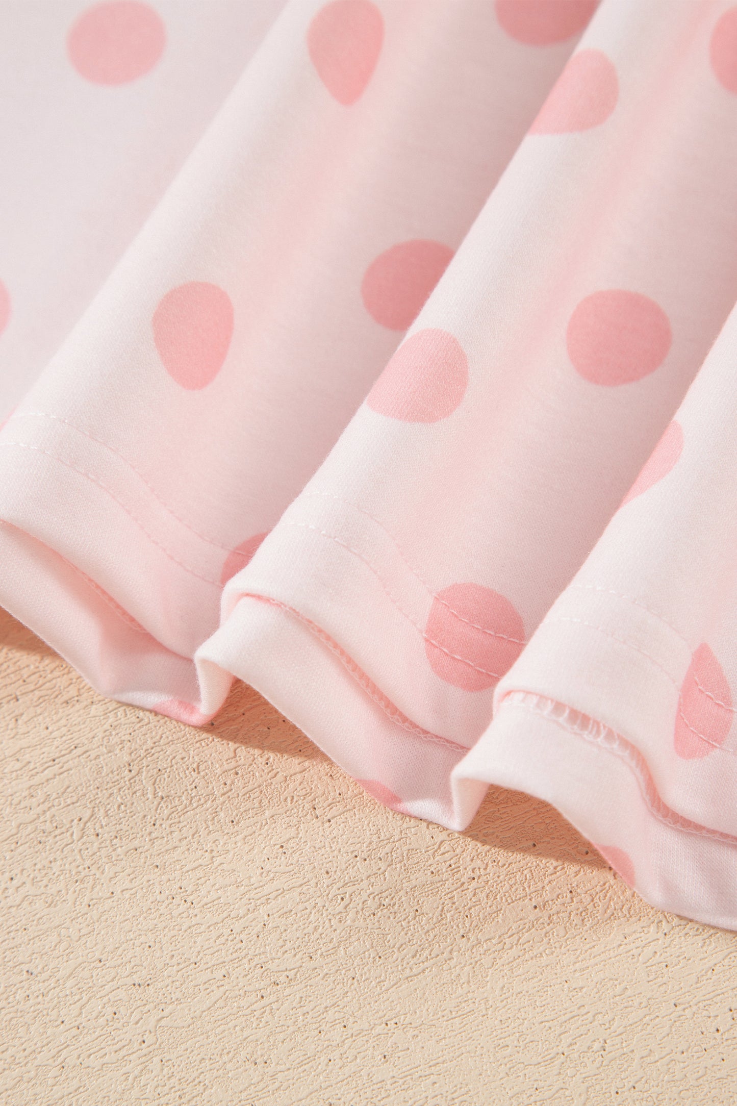Pink Polka Dot Loose Polo Patch Pocket Shorts Set