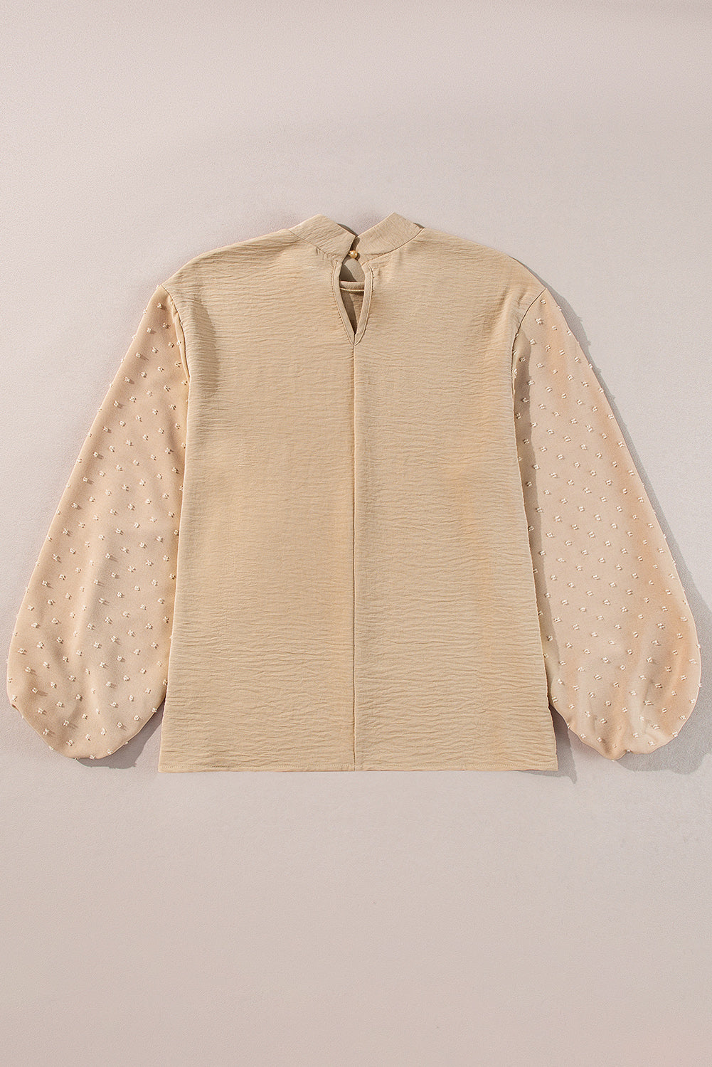 Beige Swiss Dot Balloon Sleeve Blouse