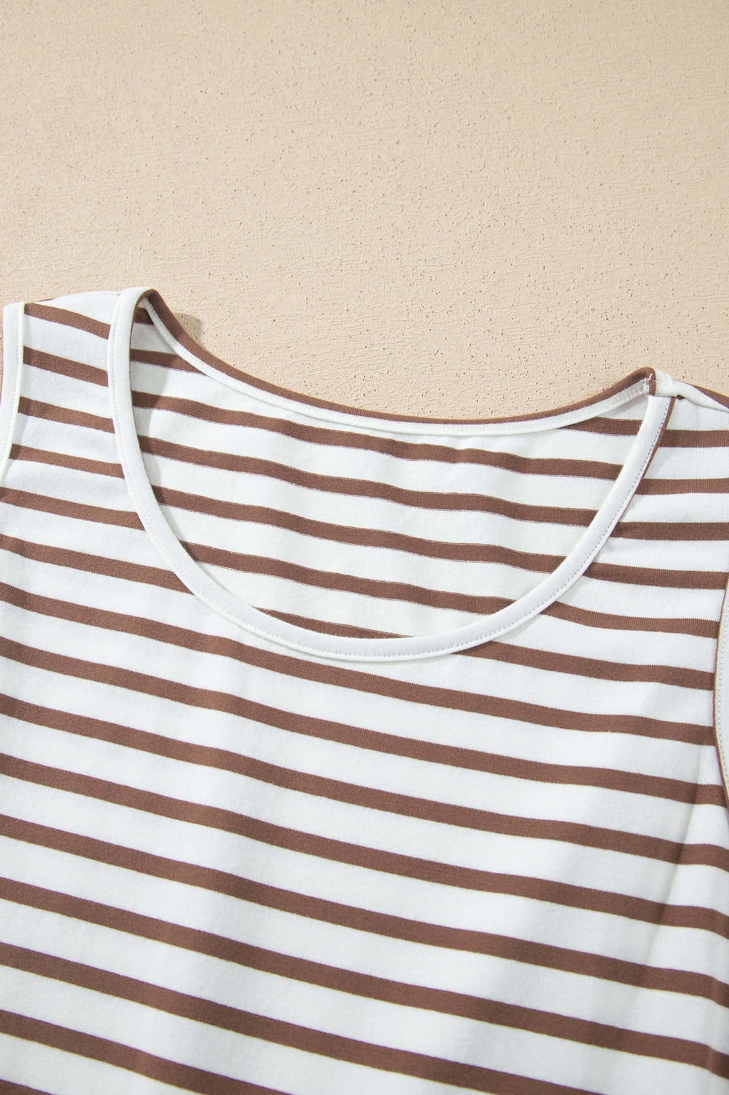 Chestnut Striped Colorblock Sleeveless Long Dress