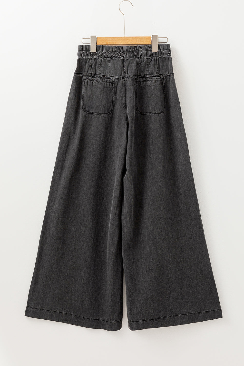 Gray Button Fly Wide Leg Jeans