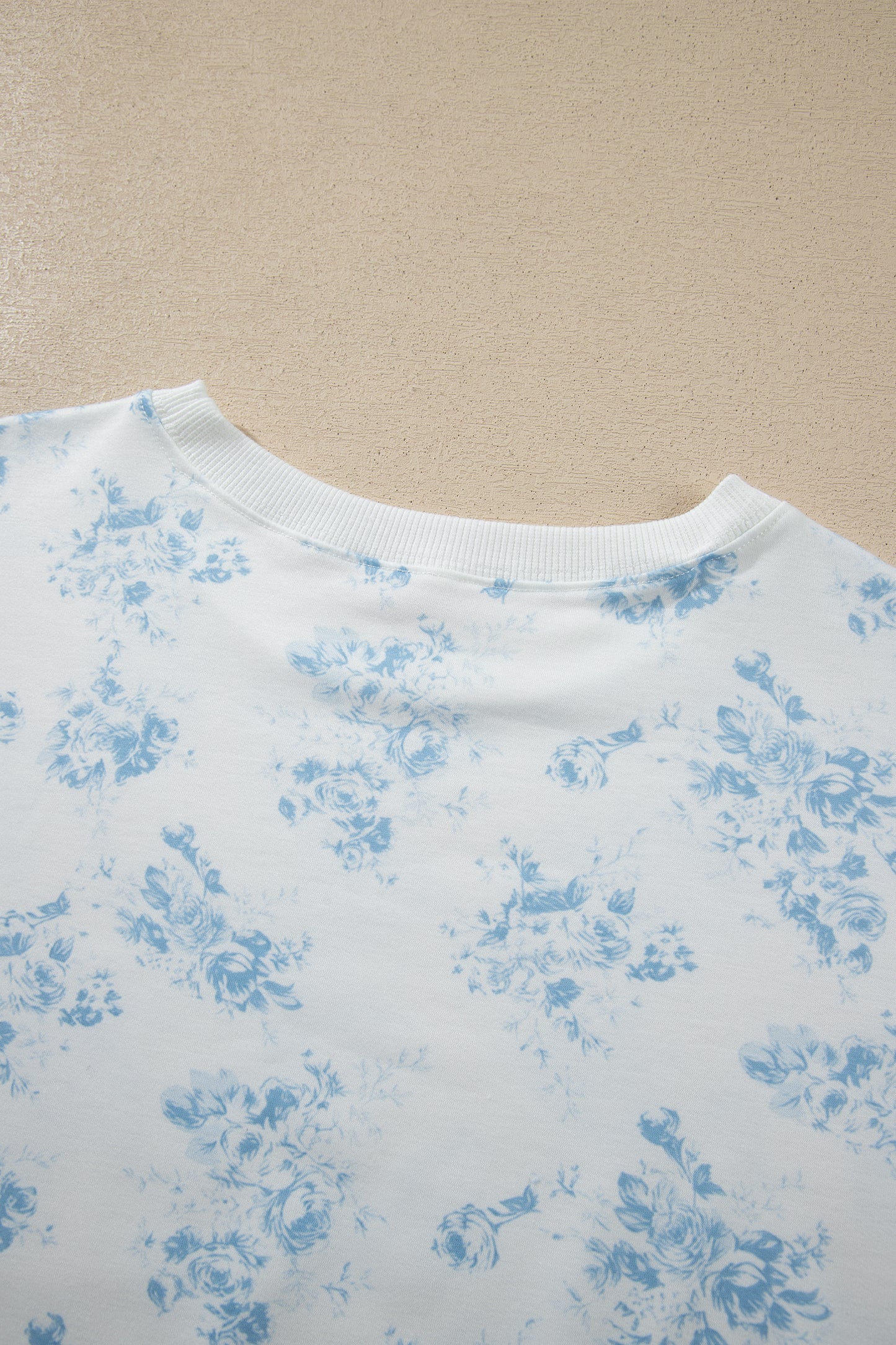 Sky Blue Floral Long Sleeve Top Ruffle Hem Shorts Set