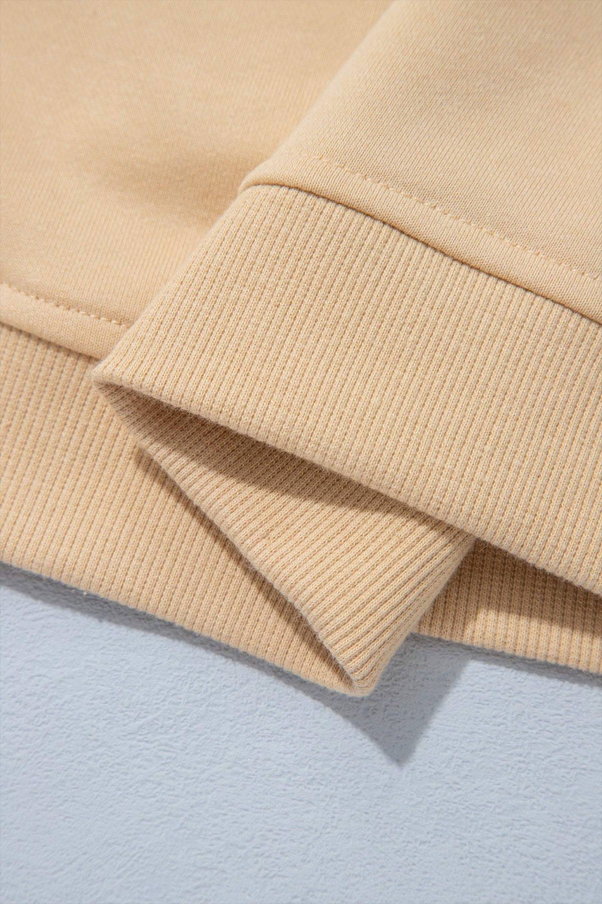 Solid Beige Long Sleeve Top Split Skort Set