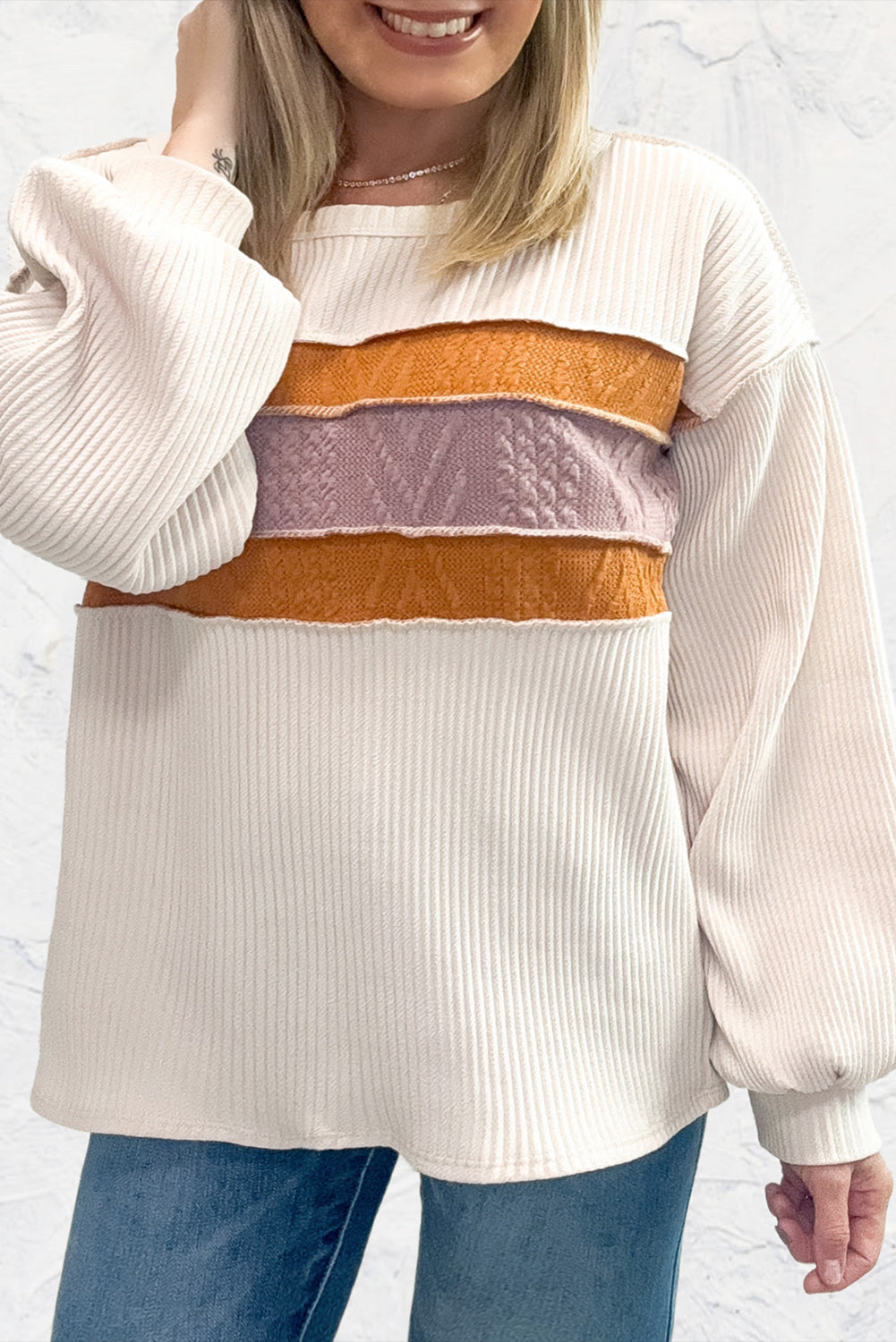 White Corded Patchwork Top